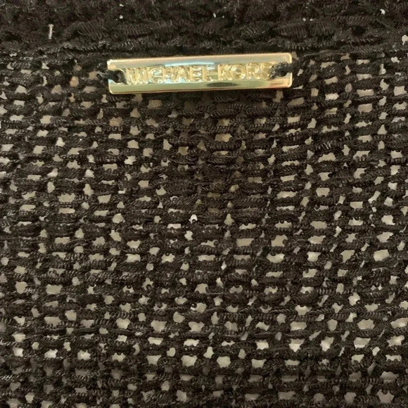 MICHAEL KORS Crochet Fringe Open Front Cardigan  Black Size L - Picture 5 of 7